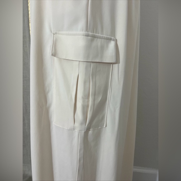 Women’s Silk Look Quiet Luxury Bar lll Cream Faux Silk Wide Leg Cargo Pants XL - Picture 3 of 7